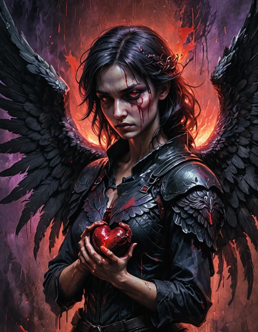 Bleeding Dark Angel Concept Art in Splash Art Style