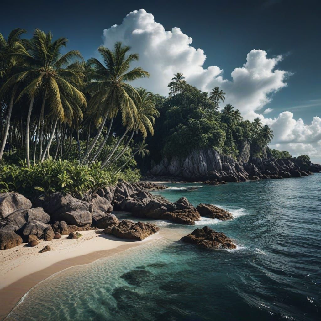 Hyperrealistic Winter Wonderland Island