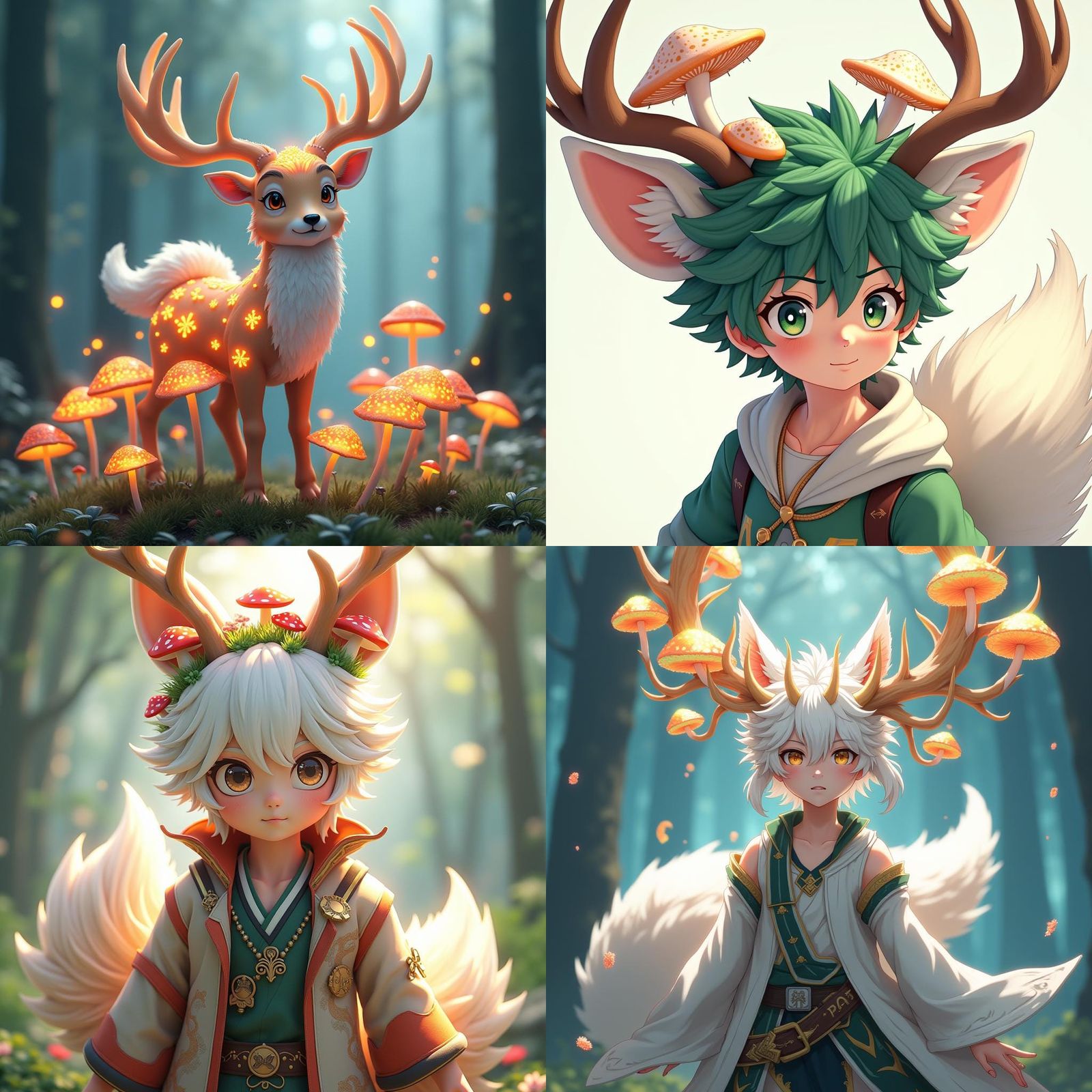 Anime Character with Deer Horns and Fox Features