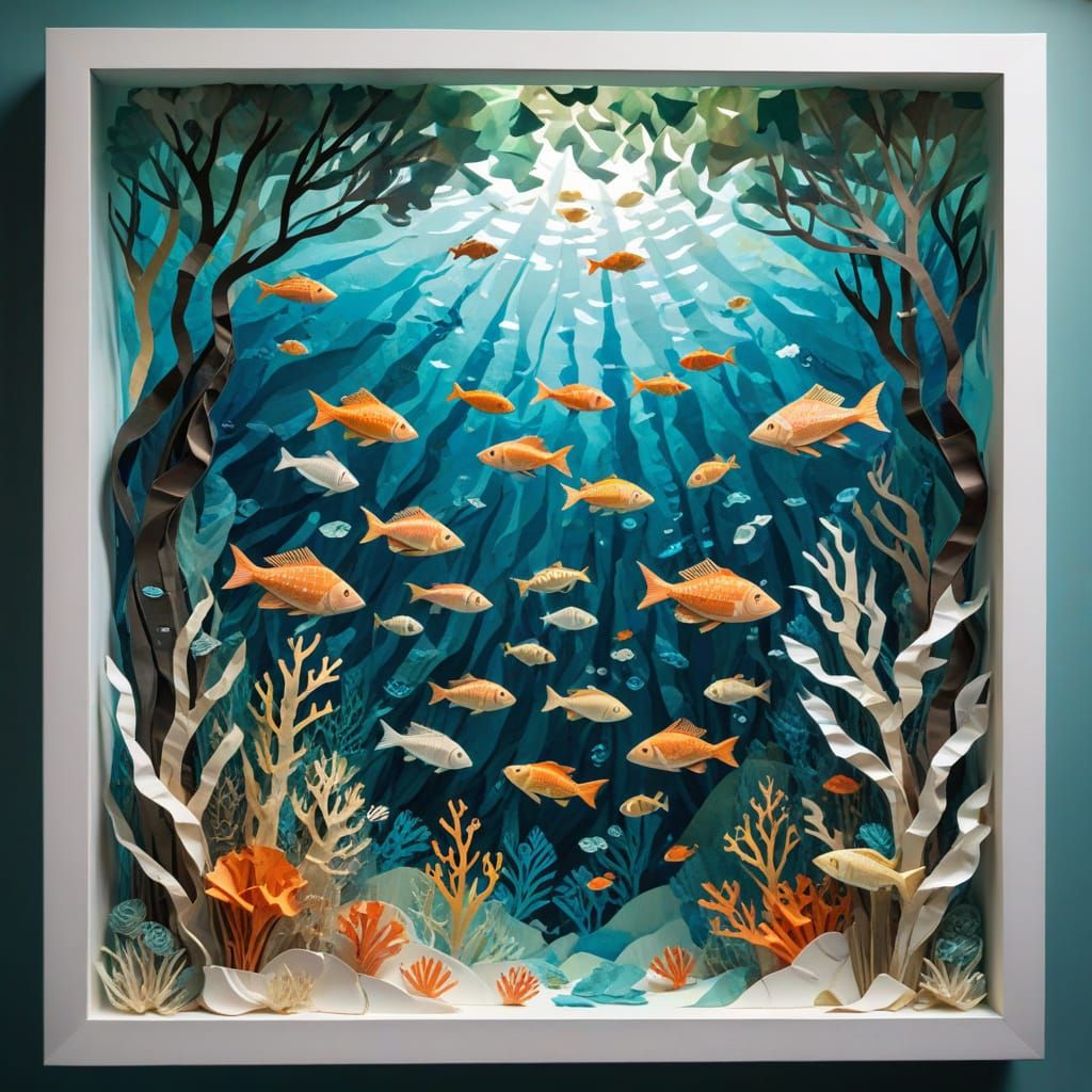 Underwater Paper Coral Reef Scene