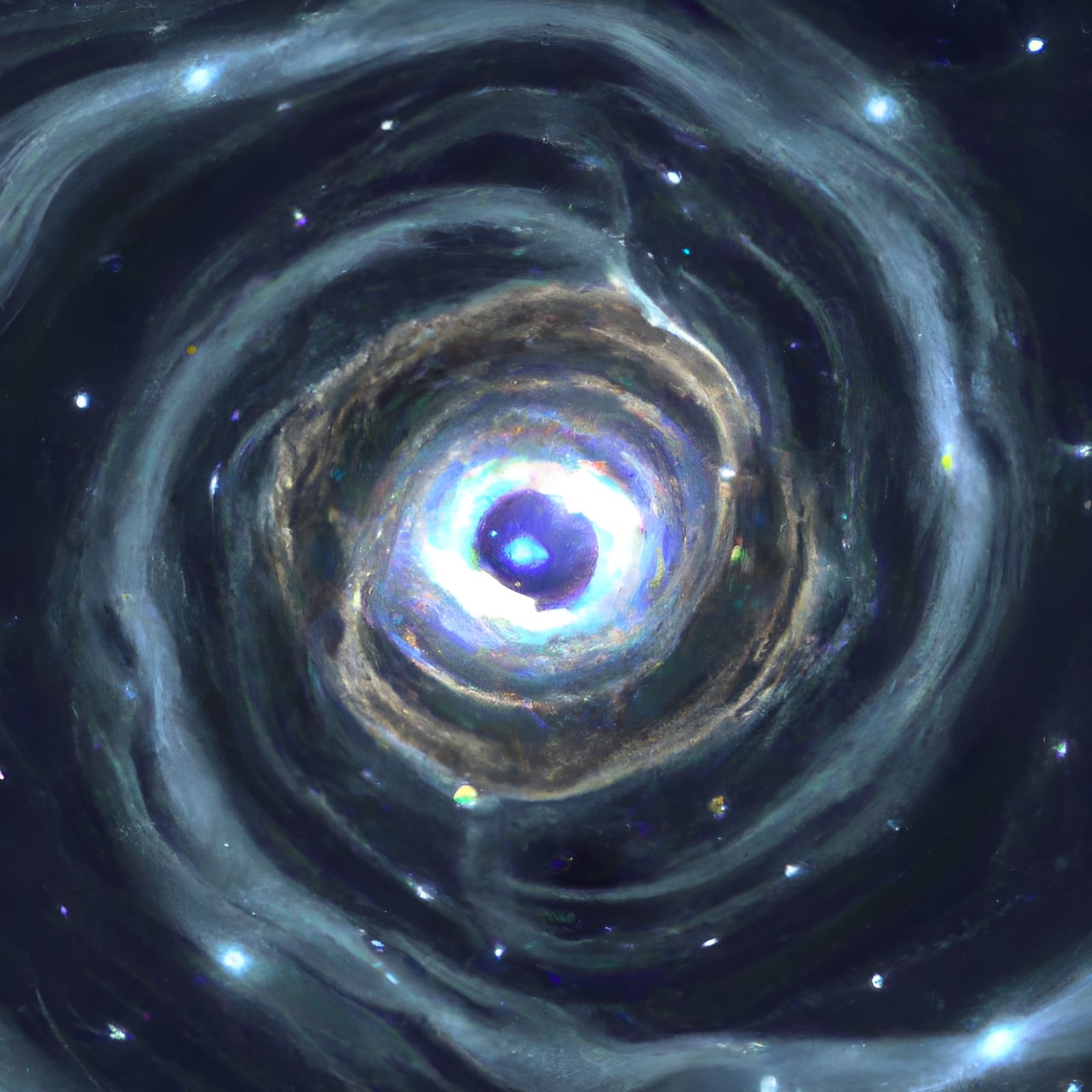 Intricate Black Hole Flyby Mural in 3D