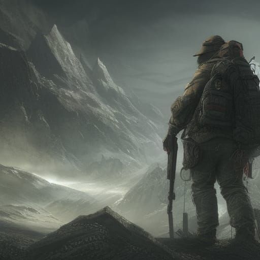 Detailed Matte Painting of a Tarkov Hero