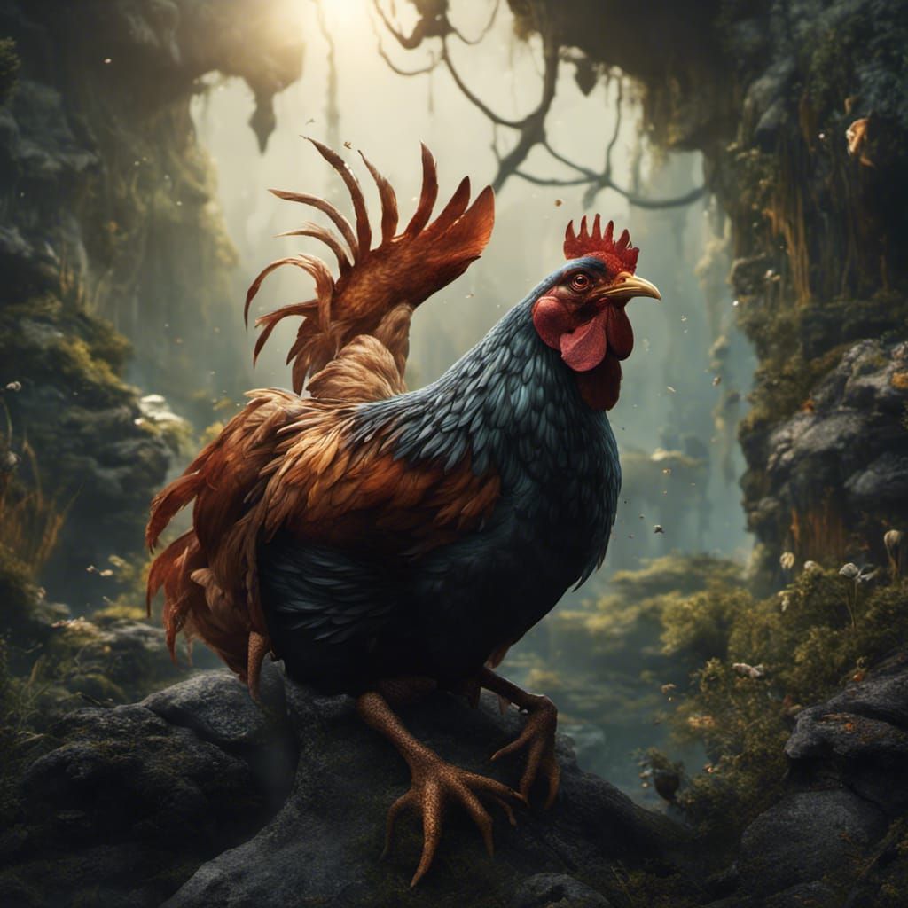 Chicken Fish Hybrid: Detailed Matte Painting