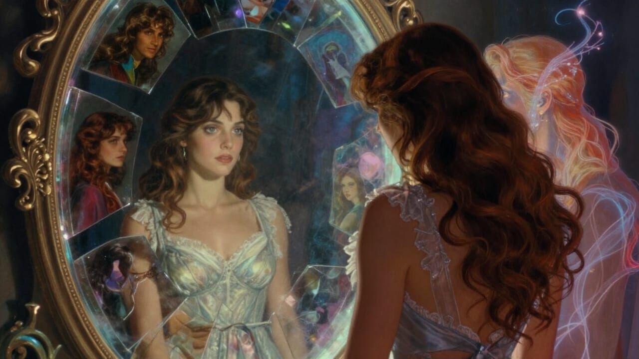 Lovers Gaze into Magical Mirror of Time