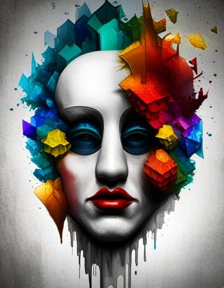 Disintegrating Tessellated Clown Mask, Jansson Style