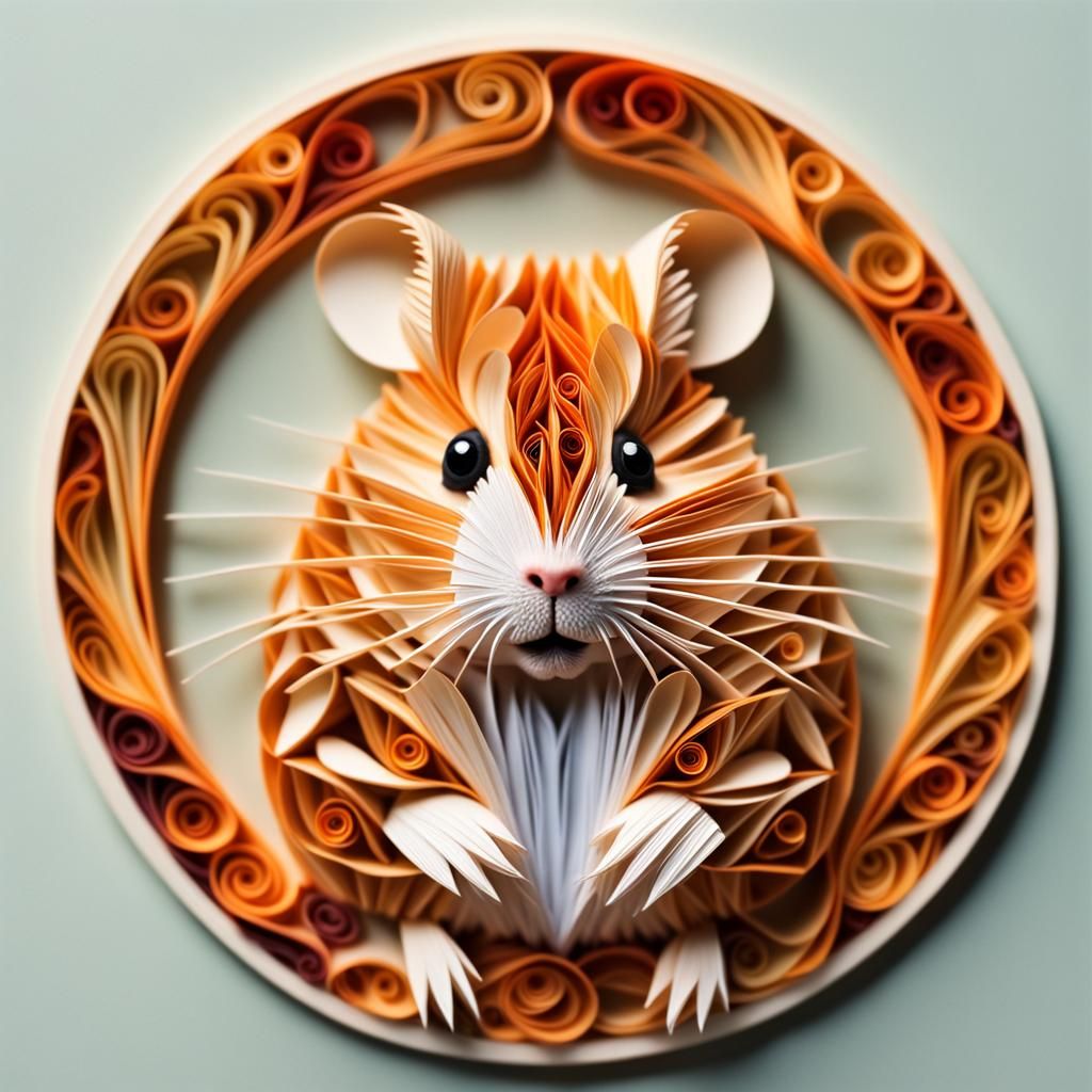 Cute hamster paper quilling piece