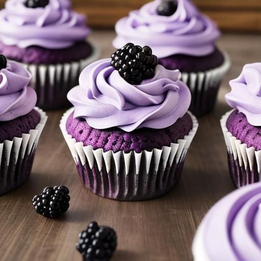 Blackberry Cupcakes with Purple Frosting