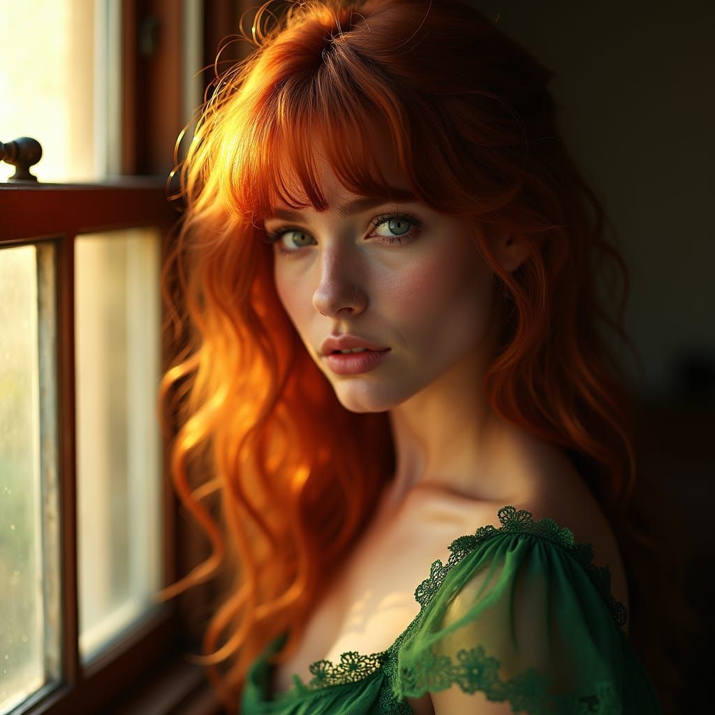 Ethereal Young Woman in Warm Golden Light