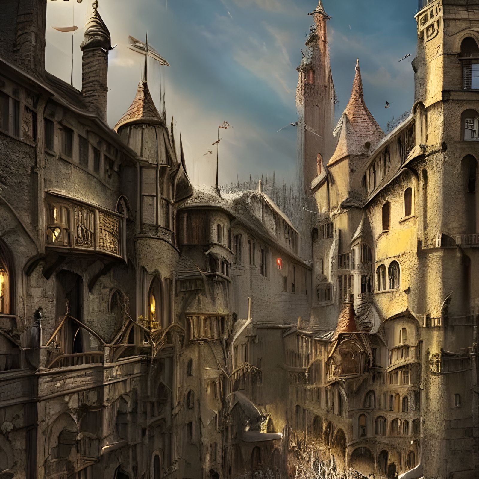 Magical Medieval City in Detailed Matte Painting