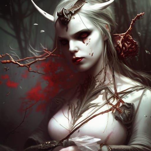 Gothic Dark Fairy with Iridescent Wings, Digital Art