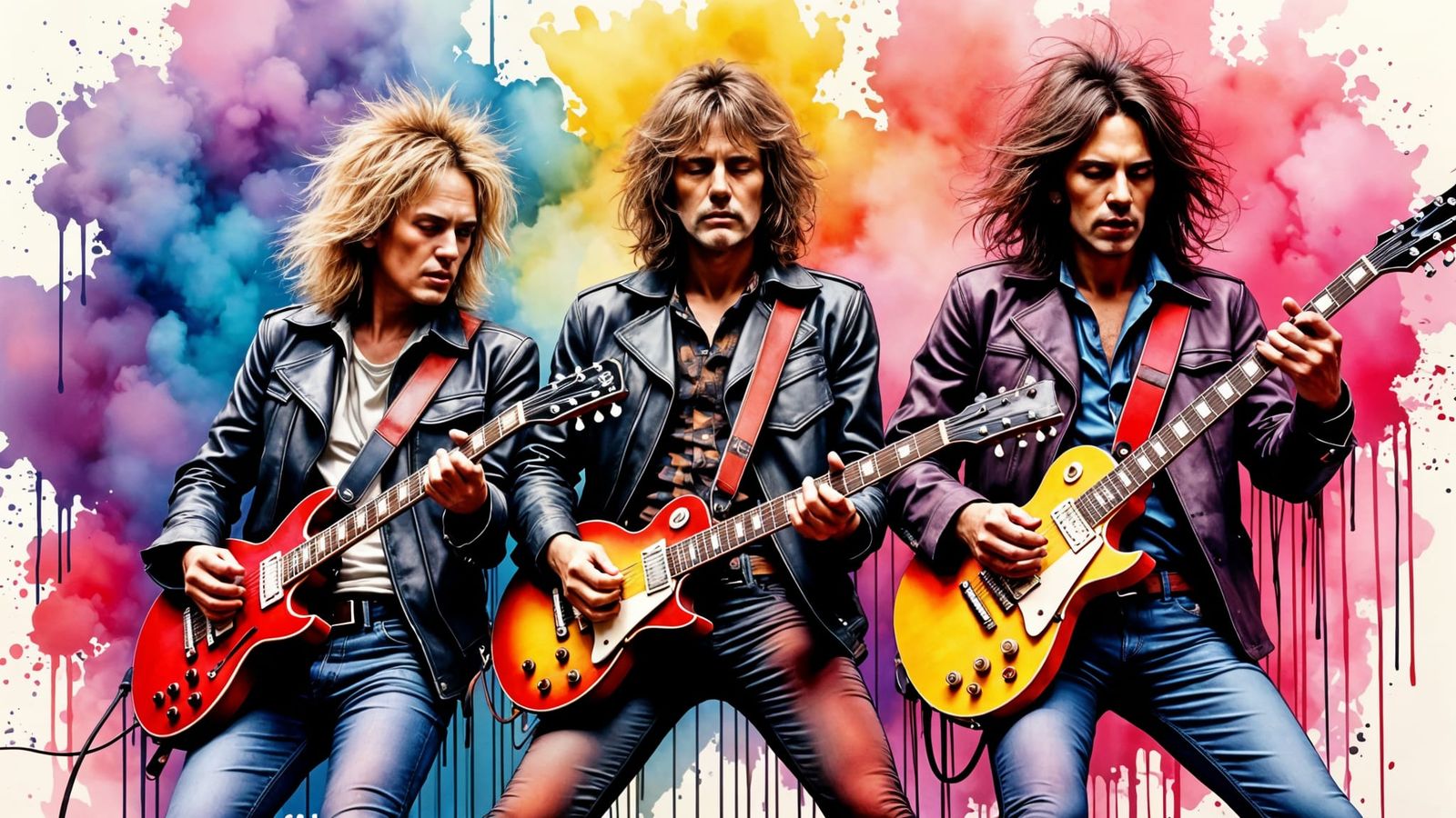 Rock Band Status Quo in Vibrant Splatter Art