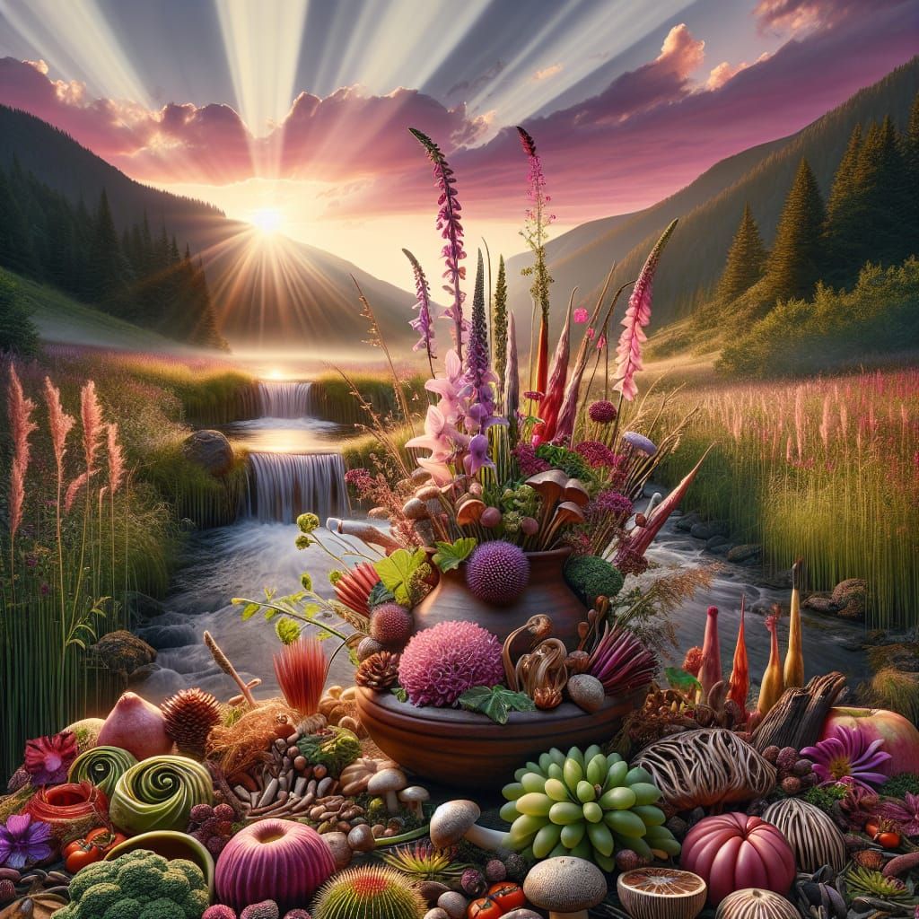 Mountain Meadow Garden with Ikebana Display