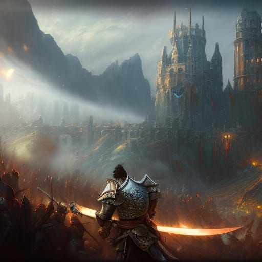 Epic Knight Battle in Fantasy Concept Art