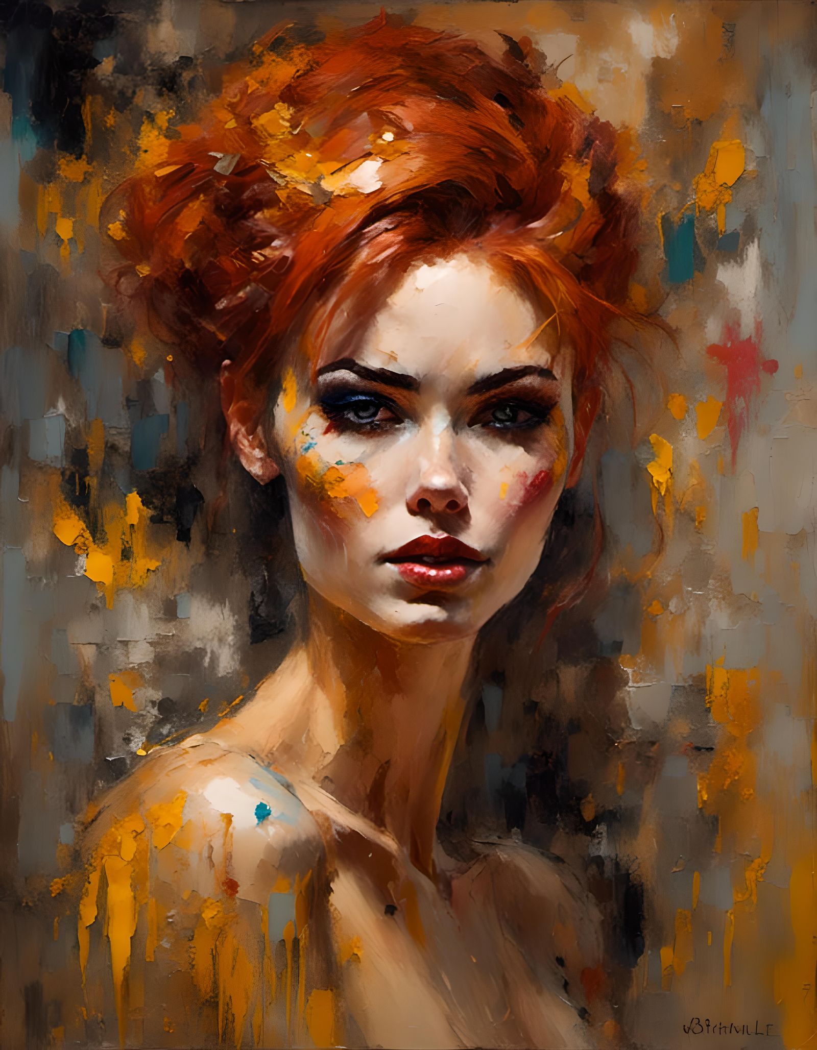 Opulent Portrait in Impasto Impressionism Style