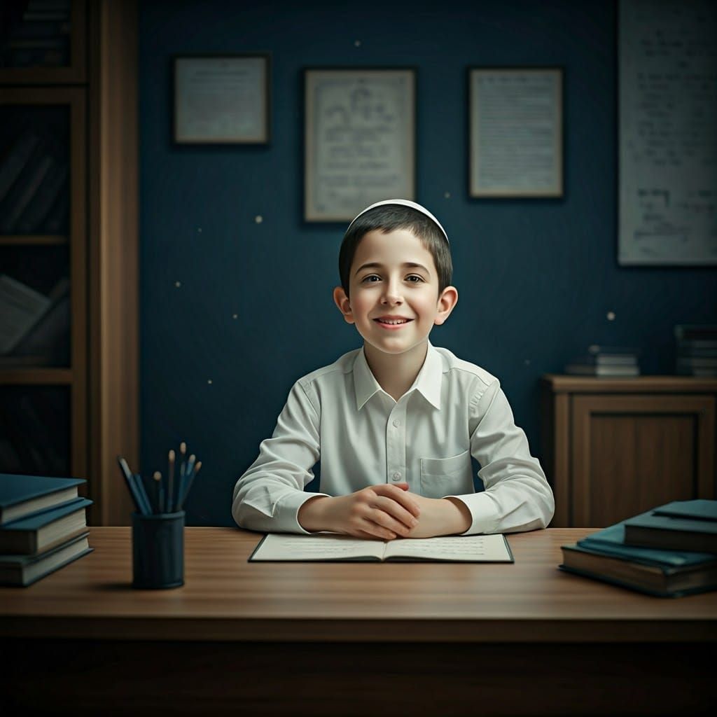 Orthodox Jewish Boy in Clinic: Matte Painting Style