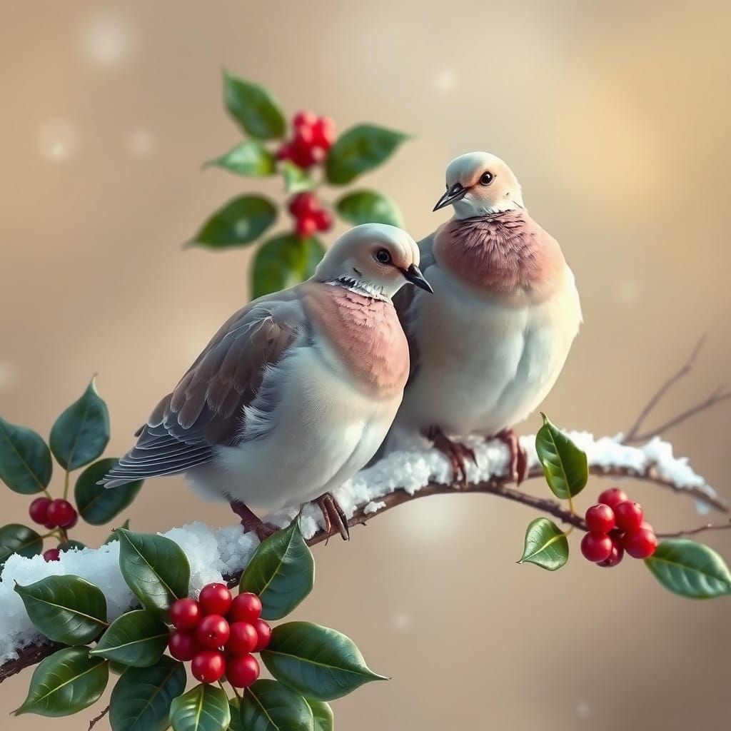 Turtle Doves in Winter Wonderland