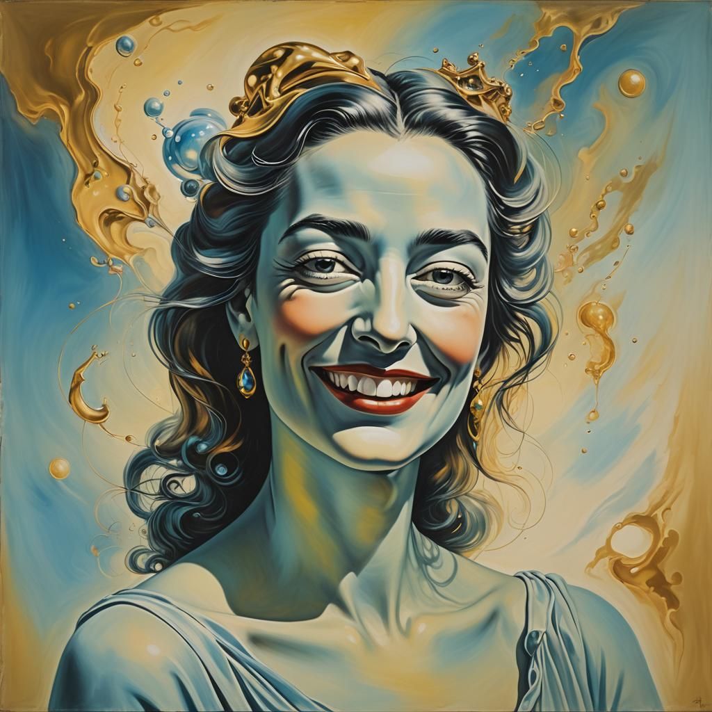Surreal Smiling Woman with Luminous Aura