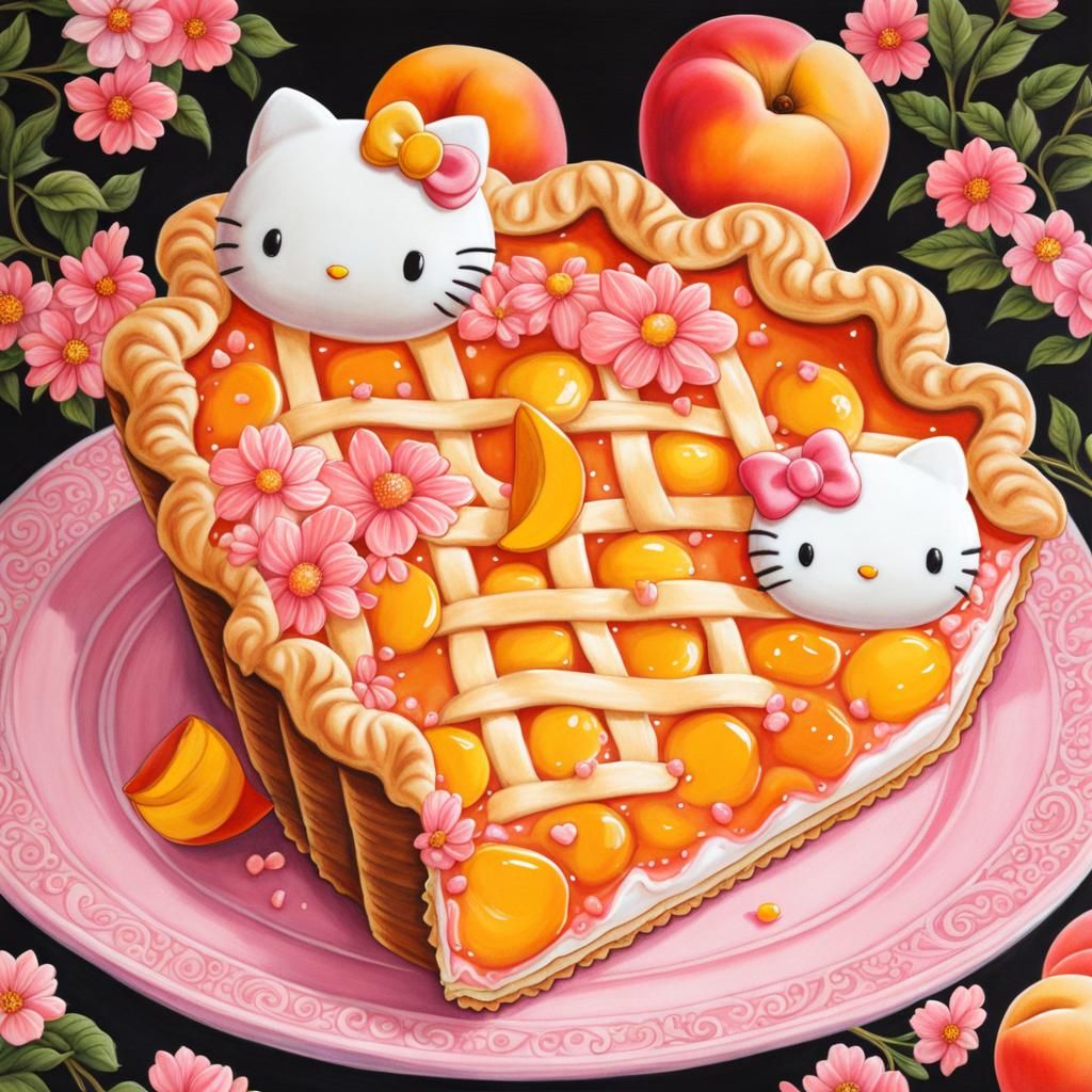 Hello Kitty Peach Pie Sweet Illustration