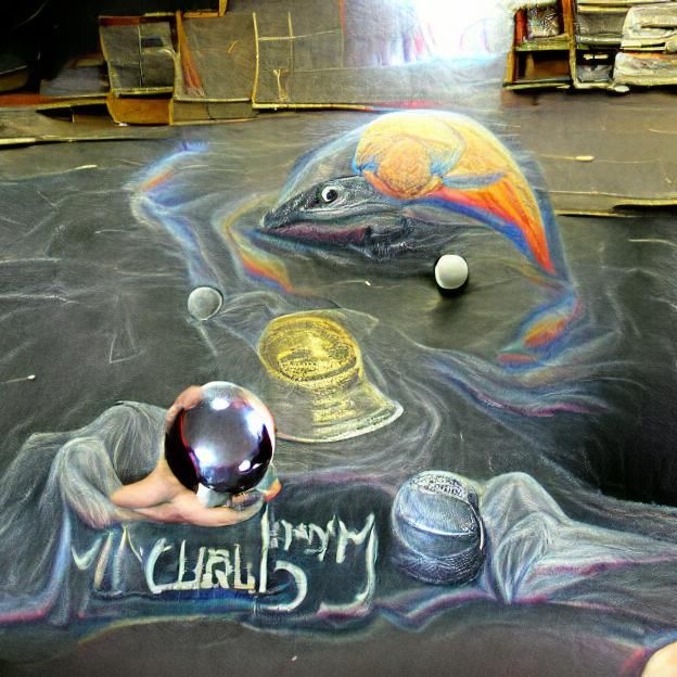 Chalk Art Crystal Ball in Mercury Fluid