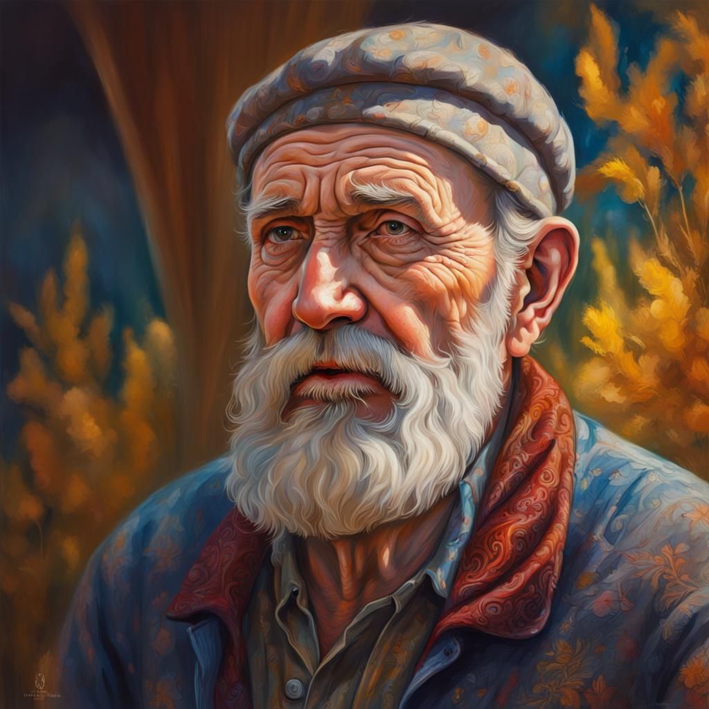 Ukrainian Grandfather in Vyshyvanka: Hyperrealistic Portrait