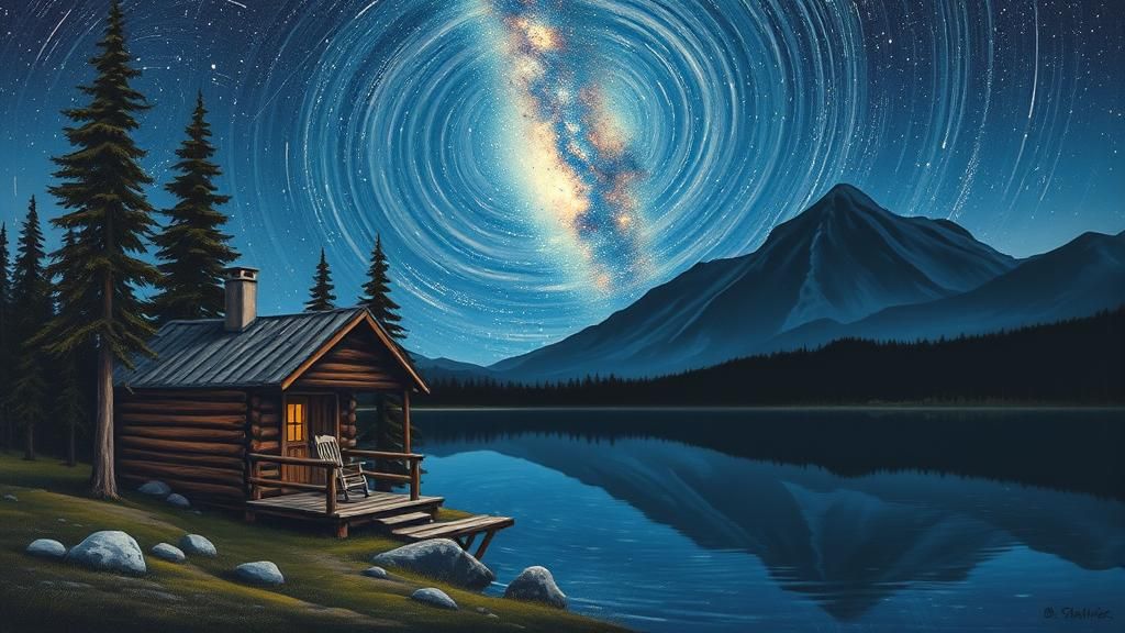 Cabin Under the Milky Way: Dreamy Night Landscape