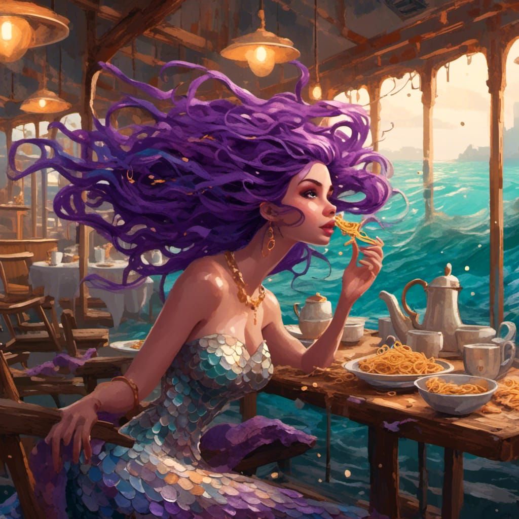 Mermaid Cafe: Fantasy Art with Bold Lines