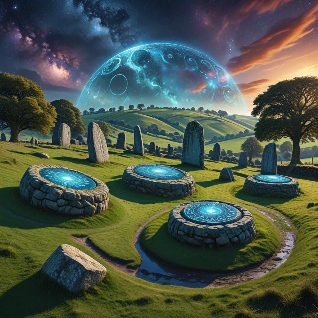 Intricate Stone Circles Overlooking English Village