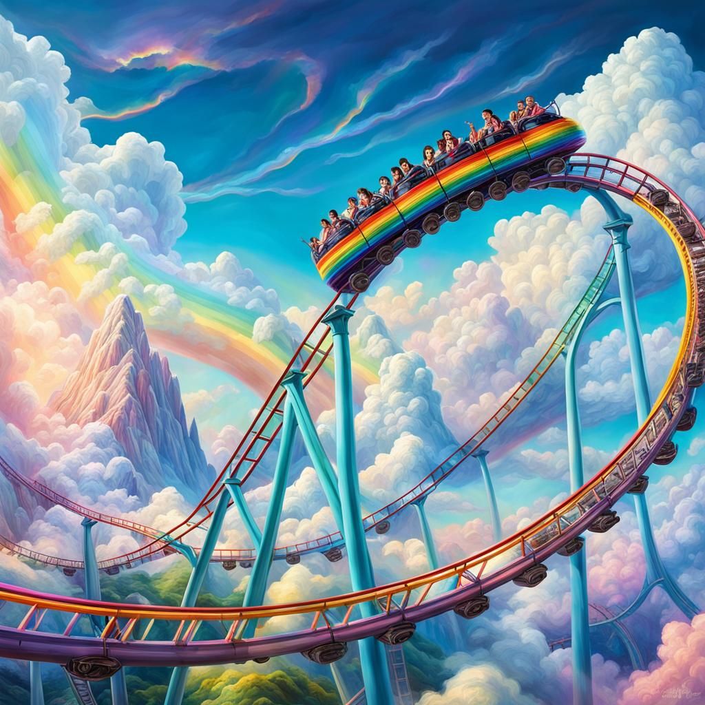 Rainbow Rollercoaster Ride in Pastel Colors