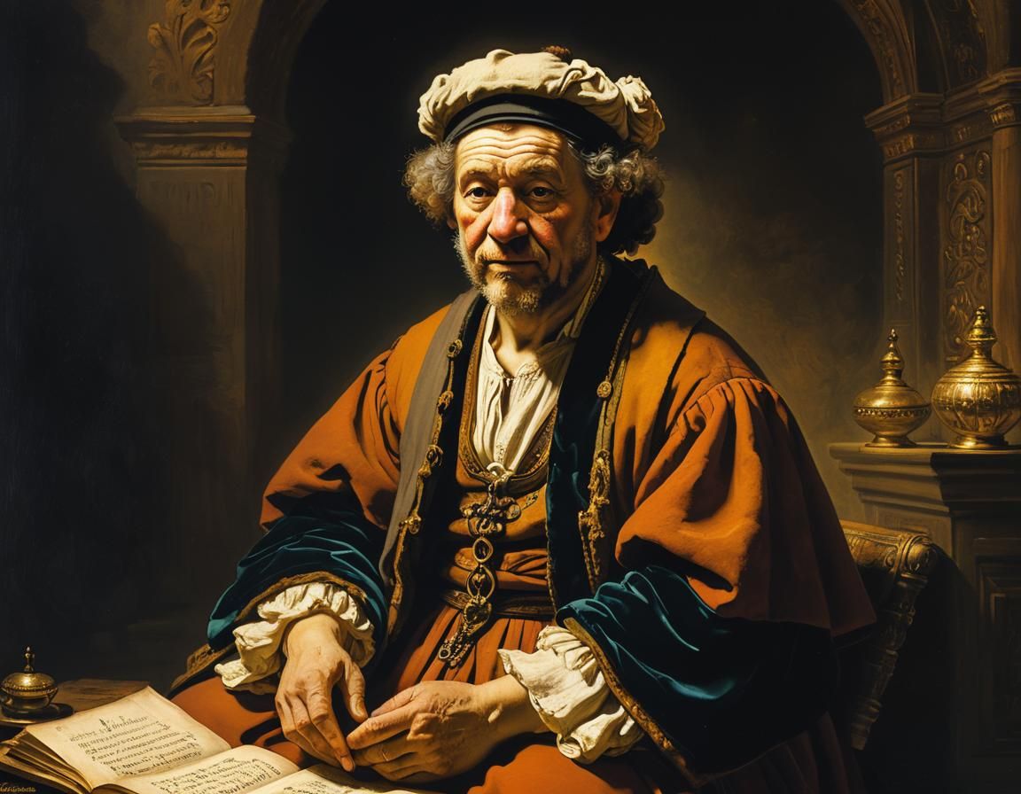 Philosopher in Meditation: Gouache Color Grade Painting