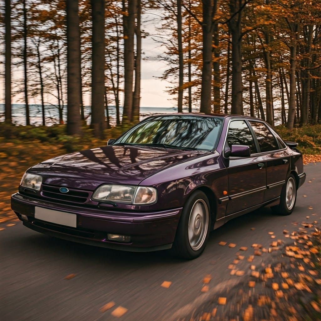 Classic Ford Scorpio in Autumnal Forest Scene