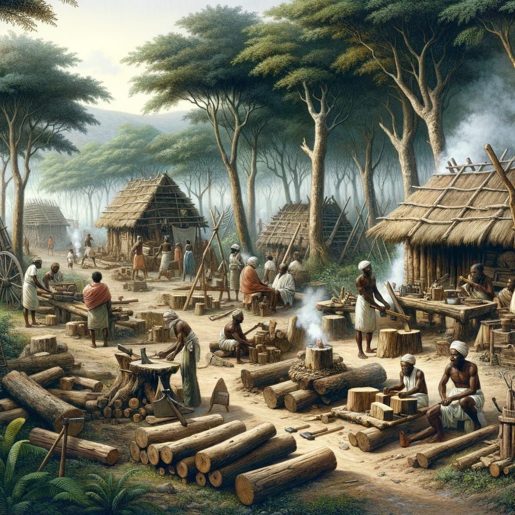Bantu Woodcutters Camp During the Enlightenment Era