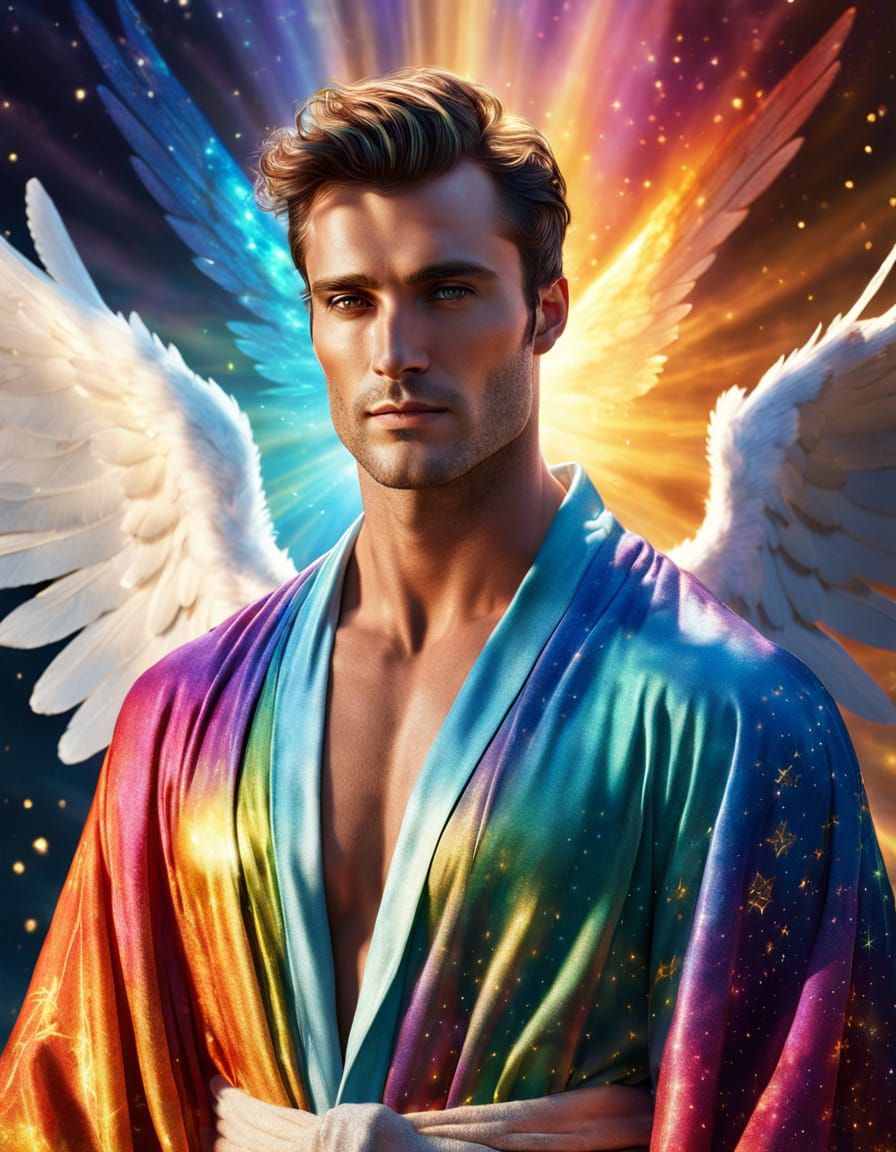 Celestial Male Angel Portrait in Magical Light