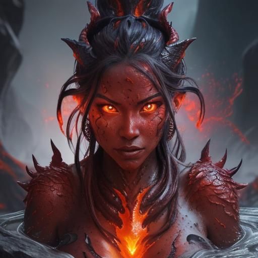 Lava Dragon Woman: Hyperrealistic Concept Art