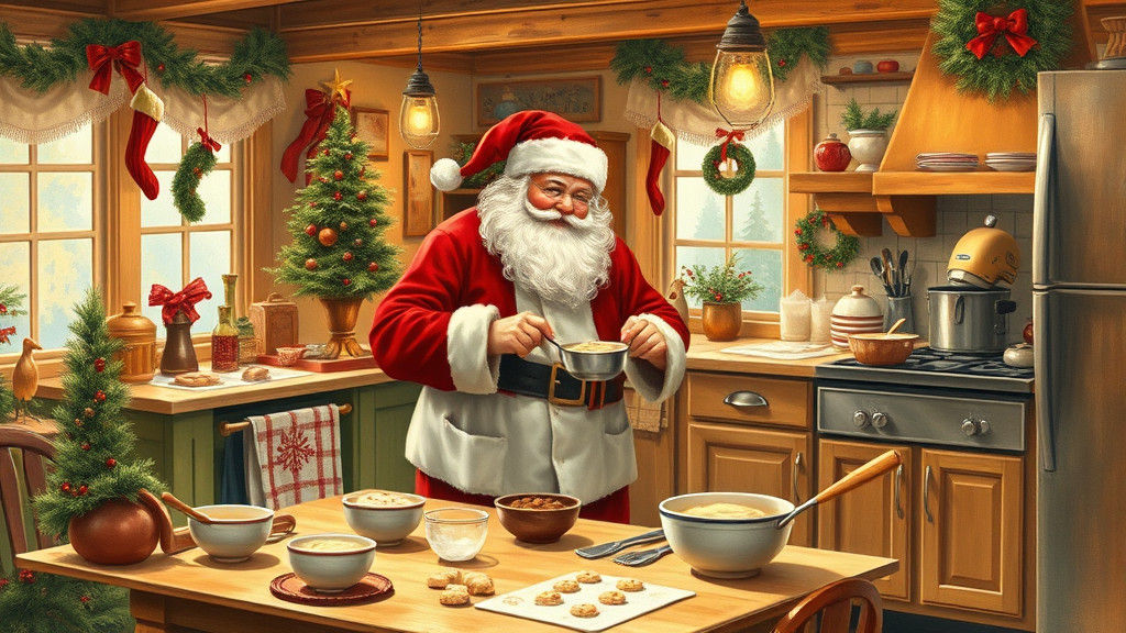 Santa and Mrs. Claus Baking Christmas Cookies