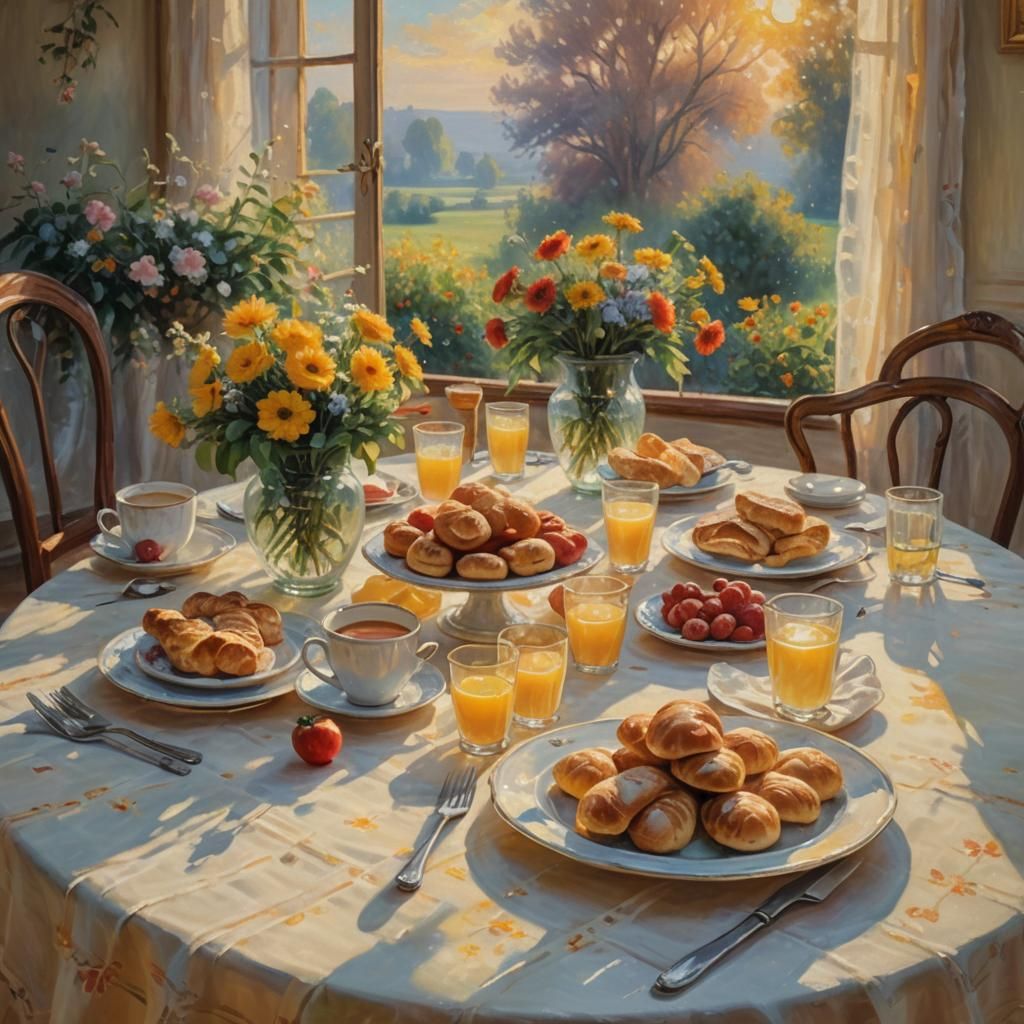 Impressionist Breakfast Table in Golden Light