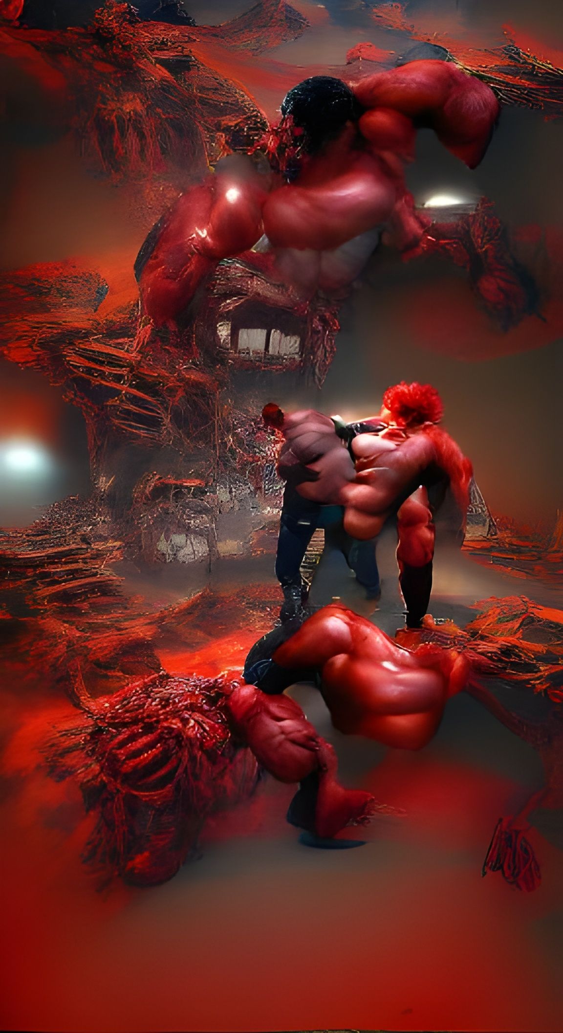 Vampire Terminator vs Red Hulk Monster in Hell