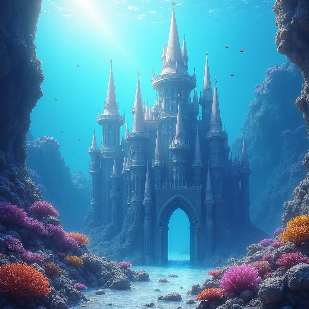 Translucent Underwater Castles in a Coral Reef Ecosystem