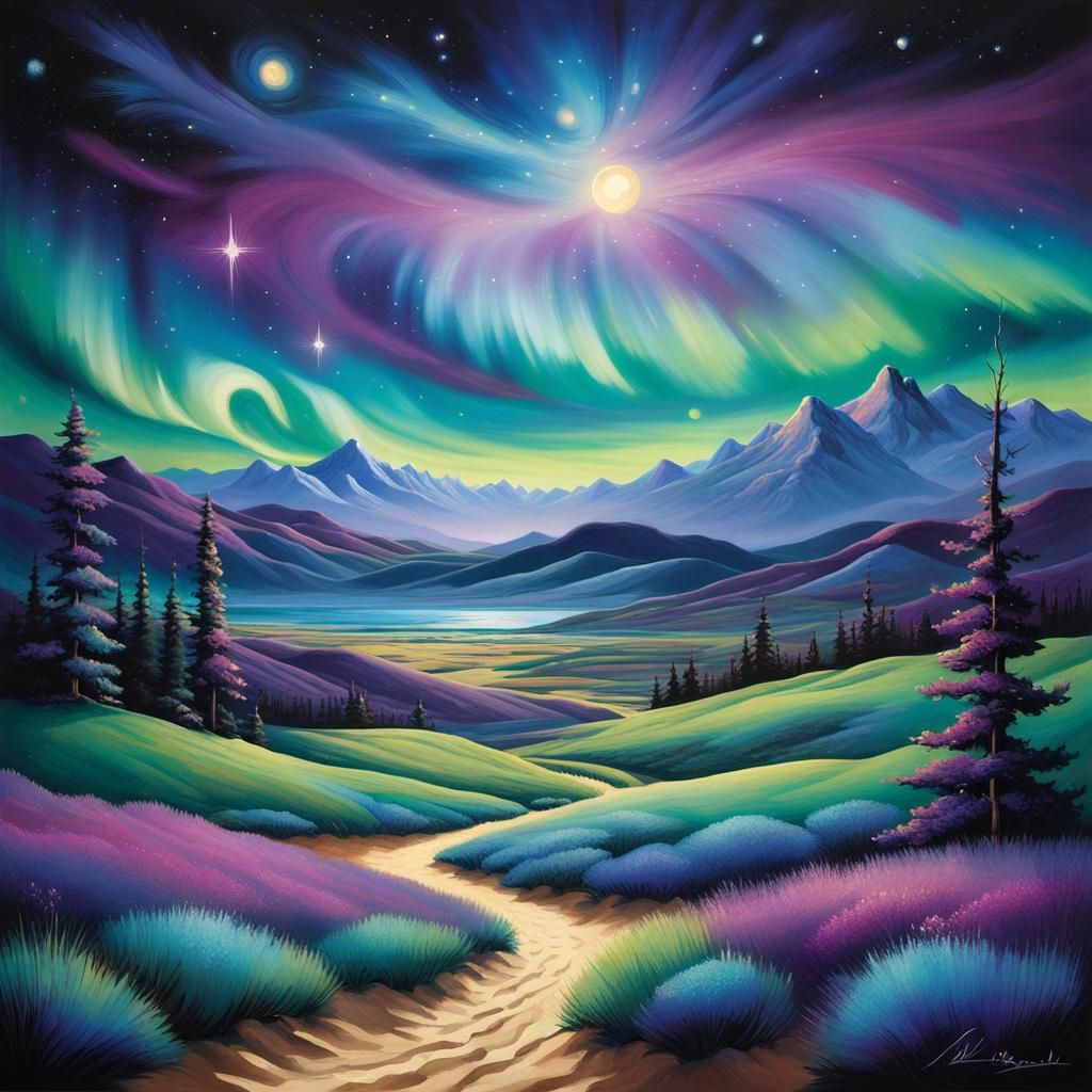 Aurora Over Desert as Abstract Impressionism