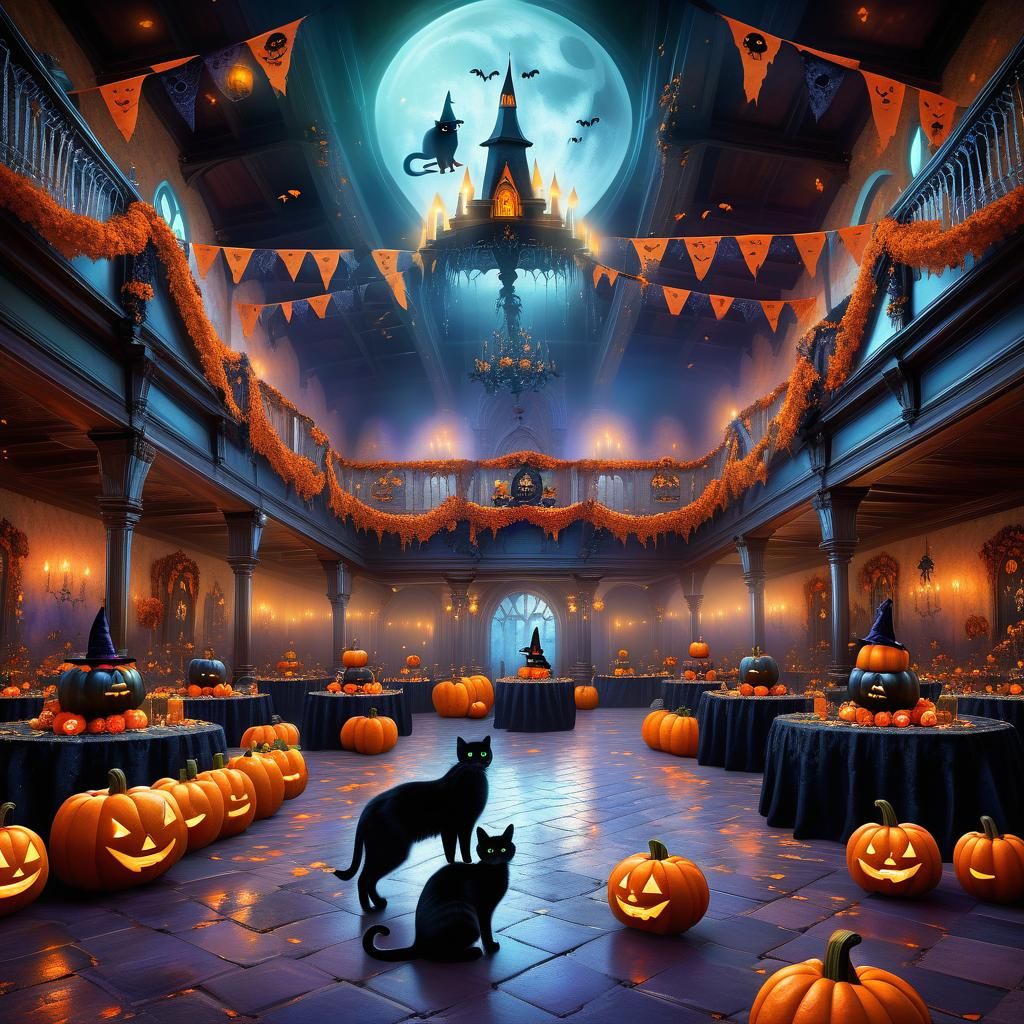 Halloween Castle Ballroom in Ethereal Fantasy Style