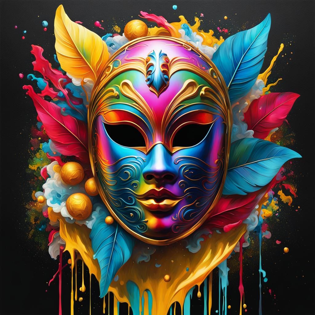 Goddess Fortuna Mask in Graffiti Art Style