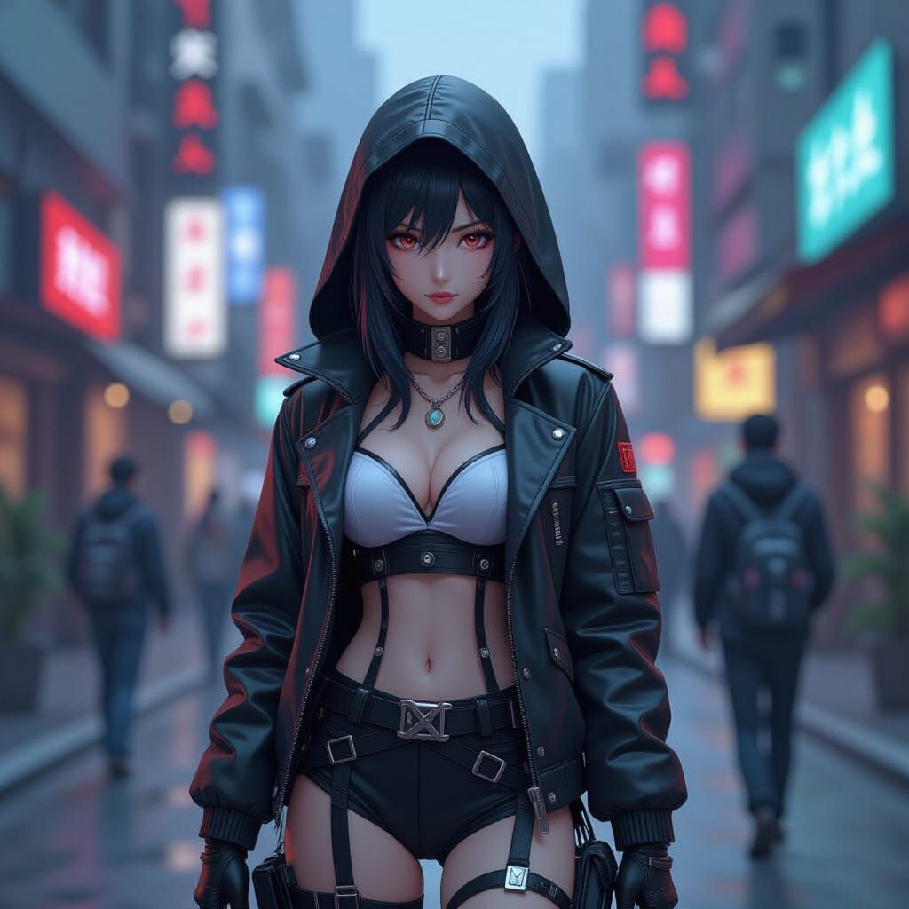 Anime Character in a Cyberpunk World