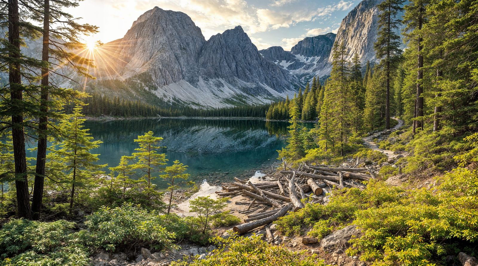 Alpine Lake Landscape in Cinematic Style