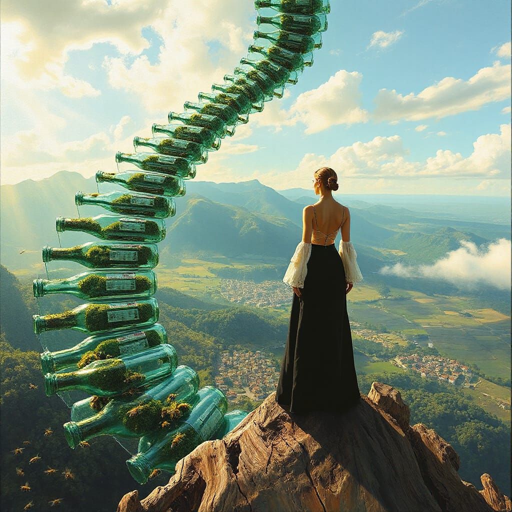 Fashionista at Infinity Staircase in Neo-Impressionism Style