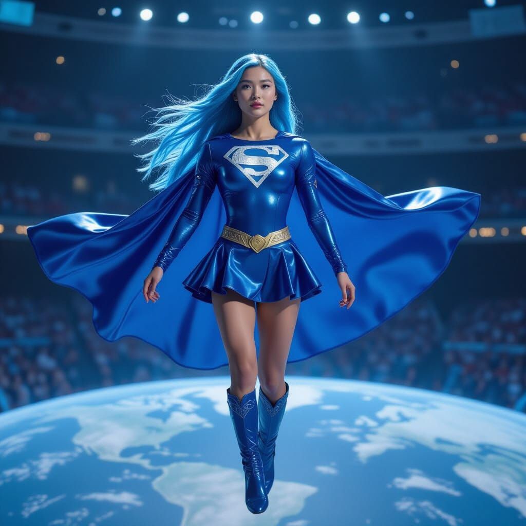 Gymnastics Captain as Superhero in Cinematic Style