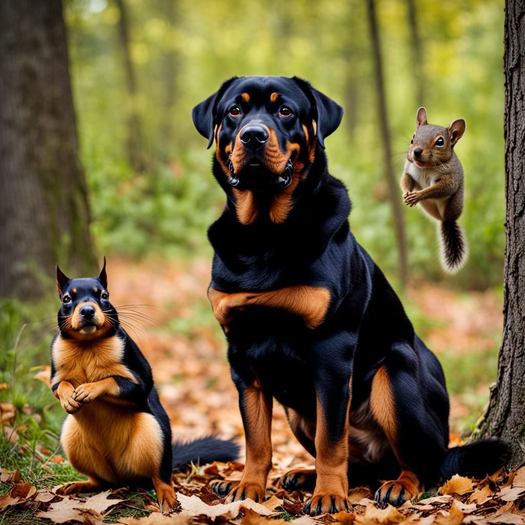 Unlikely Friends: Rottweiler and Squirrel in NYak