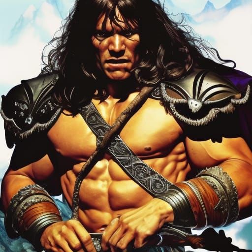 Conan the Barbarian Portrait in Comic Book Style