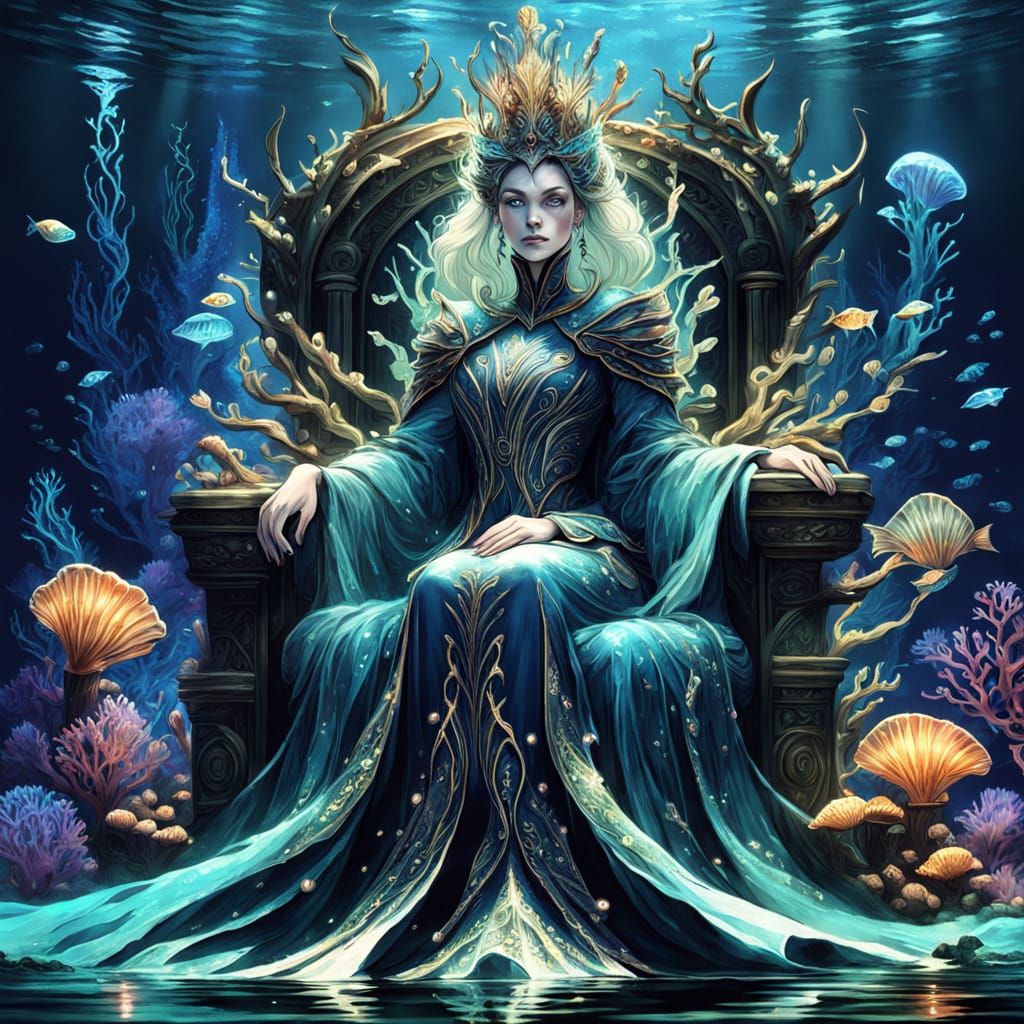 Regal Deep Sea Queen on Coral Throne