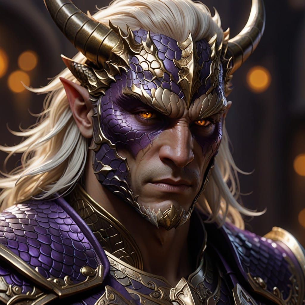 Epic Bronze Dragonborn Fighter in Rich Fantasy Colors