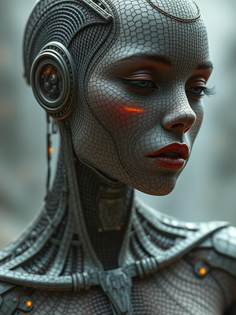 Woman Integrated with Maze in Biomechanical Dreamscape