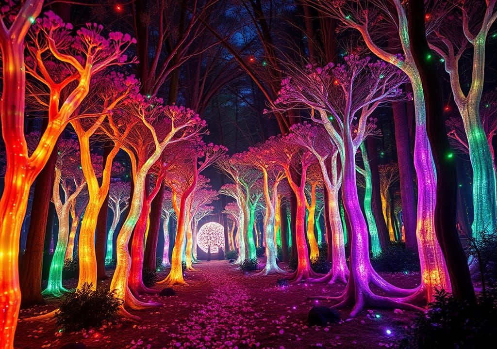Bioluminescent Alien Trees in Dreamlike Forest